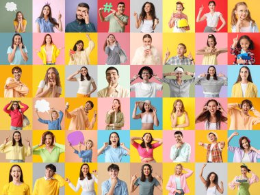 Arkaplanda pozitif insanlardan oluşan büyük bir kolaj