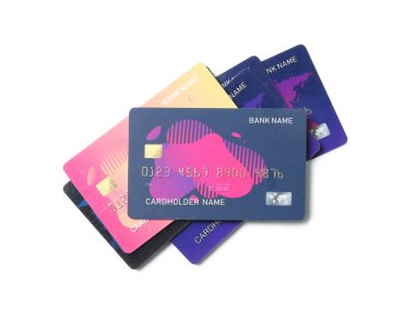 Beyaz arkaplanda kredi kartları