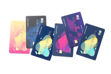 Beyaz arkaplanda kredi kartları