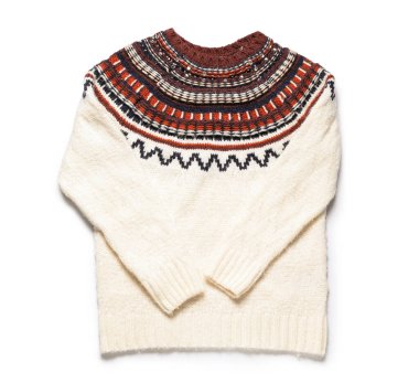 Beyaz arka planda izole edilmiş şık Noel süveteri