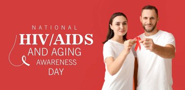 Ulusal HIV AIDS ve Yaşlanma Bilinci Günü 'nde genç çiftin elinde kurdele