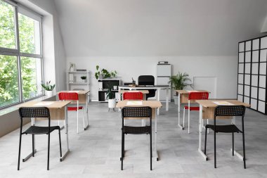 Sınav için sınıfın içi hazırlandı.