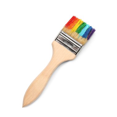 Beyaz arkaplanda renkli boya ile fırçala