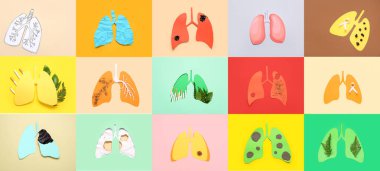 Renk arkaplanında kağıt akciğerler