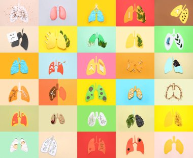 Renk arkaplanında kağıt akciğerler