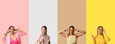 Renkli genç Afro-Amerikan kadın seti