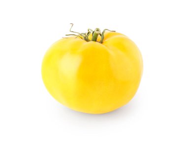 Beyaz arkaplanda taze sarı domates