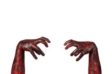 Beyaz arka planda zombi elleri. Cadılar Bayramı