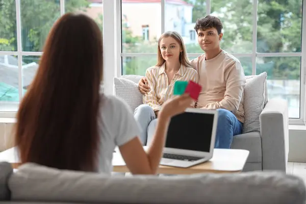 stock image Young couple visiting sexologist in office