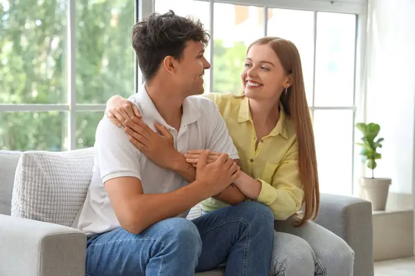 stock image Happy young couple visiting sexologist in office