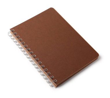 beyaz zemin üzerinde kahverengi defter