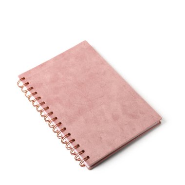 beyaz zemin üzerine pembe notebook