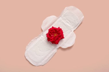 Bej arkaplanlı kırmızı çiçekli adet yastığı