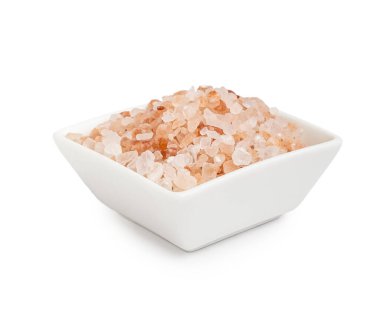 Beyaz arka planda Himalaya pembe tuzu ile bovling