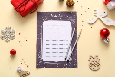 Bej arka planda Noel dekoru olan boş yapılacak işler listesi