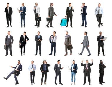 Beyaz arka planda yakışıklı iş adamları.