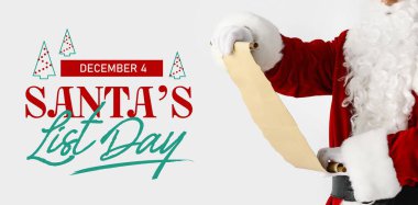 Noel Baba 'nın istek listesini okuduğu Noel Baba' nın Listesi Günü için afiş