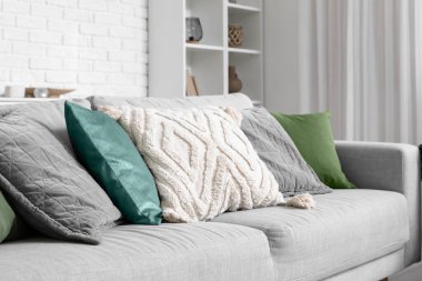 Oturma odasında minderleri olan şık koltuklar.