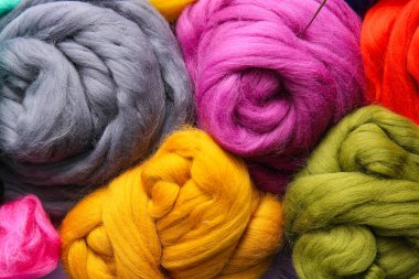 Arka plan olarak hissetmek için farklı yün, yakın plan