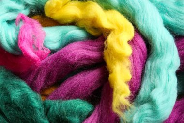 Arkaplan olarak hissetmek için renkli yün, yakın plan