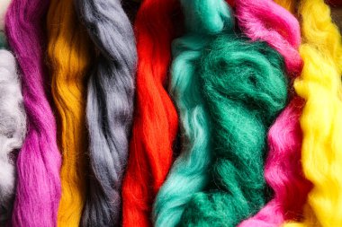 Arkaplan olarak hissetmek için renkli yün, yakın plan