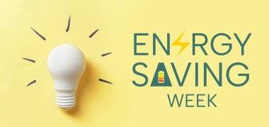 Banner for Energy Saving Week with light bulb clipart