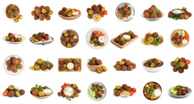 Beyaz arka planda lezzetli falafel topları.