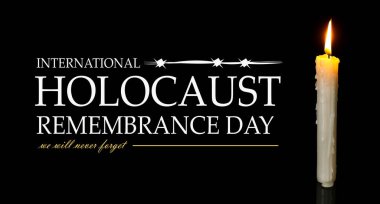 Karanlık arka planda yanan mum. Uluslararası Soykırım Anma Günü Afişi