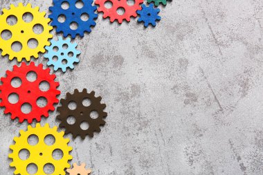 Grunge arka planında ahşap dişliler