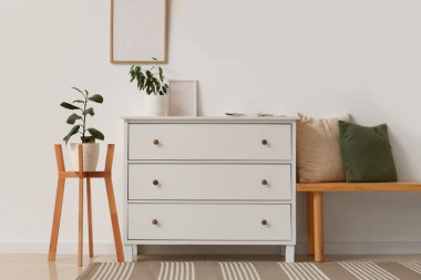 Klozet, bank ve bitkilerle aydınlatma odasının içi