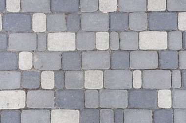 Zemin olarak kaldırım taşlarının dokusu, üst görünüm