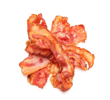 Kızarmış domuz pastırması rashers beyaz arka plan üzerinde