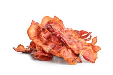 Kızarmış domuz pastırması rashers beyaz arka plan üzerinde