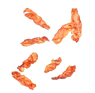 Beyaz arka planda kızarmış pastırma pastırması.