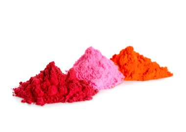 Set of color powder pigments on white background clipart