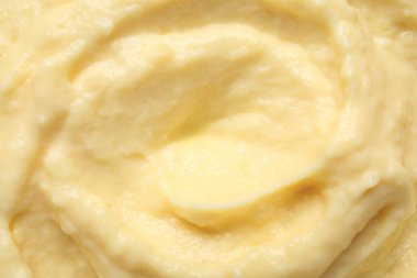 Arka plan olarak lezzetli vanilyalı pudingin dokusu, yakın plan, yakın çekim