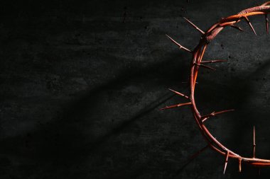 Siyah grunge arka planında dikenli taç