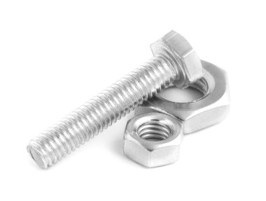 Beyaz arka planda fındıklı musluk cıvatası