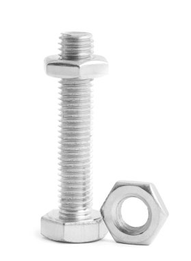 Beyaz arka planda fındıklı musluk cıvatası