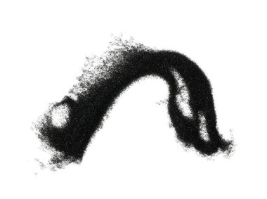 Siyah kum beyaz üzerine izole edilmiş.