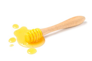 Tatlı bal ve dipper beyaz arka planda izole