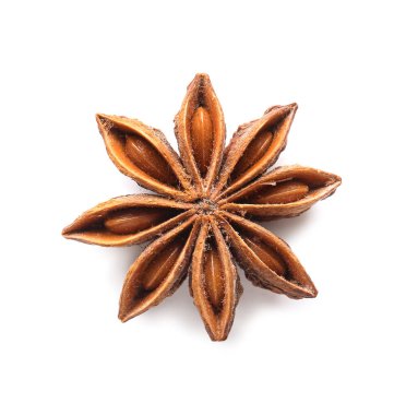 Beyaz arkaplanda yıldız anason, üst görünüm