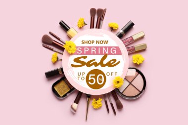 Metin Satışı, Makyaj Ürünleri ve Kasımpatı Çiçekleri ile Pankart 