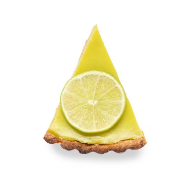 Beyaz arka planda lezzetli limonlu tart.