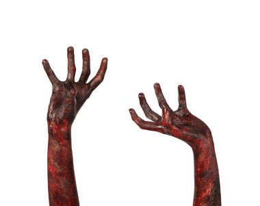 Beyaz arka planda zombi elleri. Cadılar Bayramı