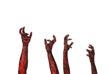 Beyaz arka planda bir sürü zombi var. Cadılar Bayramı