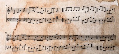 Eski müzik sayfası, yakın plan görünümü