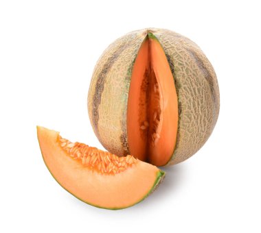 Beyaz zemin üzerine lezzetli Olgun kavun