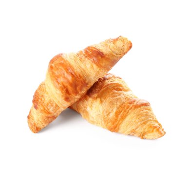 Beyaz arka planda lezzetli kruvasanlar