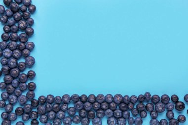 Mavi arka planda tatlı taze yaban mersini